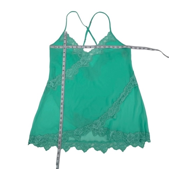 In Bloom Green Satin Lace V-Neck Chemise Size L Women's - Picture 3 of 4